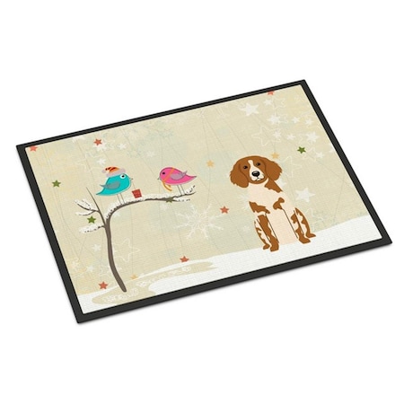 Jensendistributionservices Christmas Presents Between Friends Brittany Spaniel Indoor or Outdoor Mat, 24 x 0.25 x 36 in. MI2549664